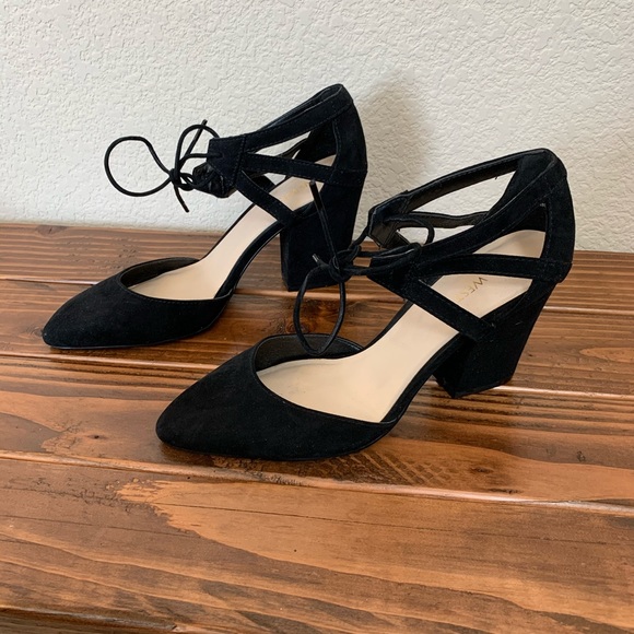 nine west black block heels